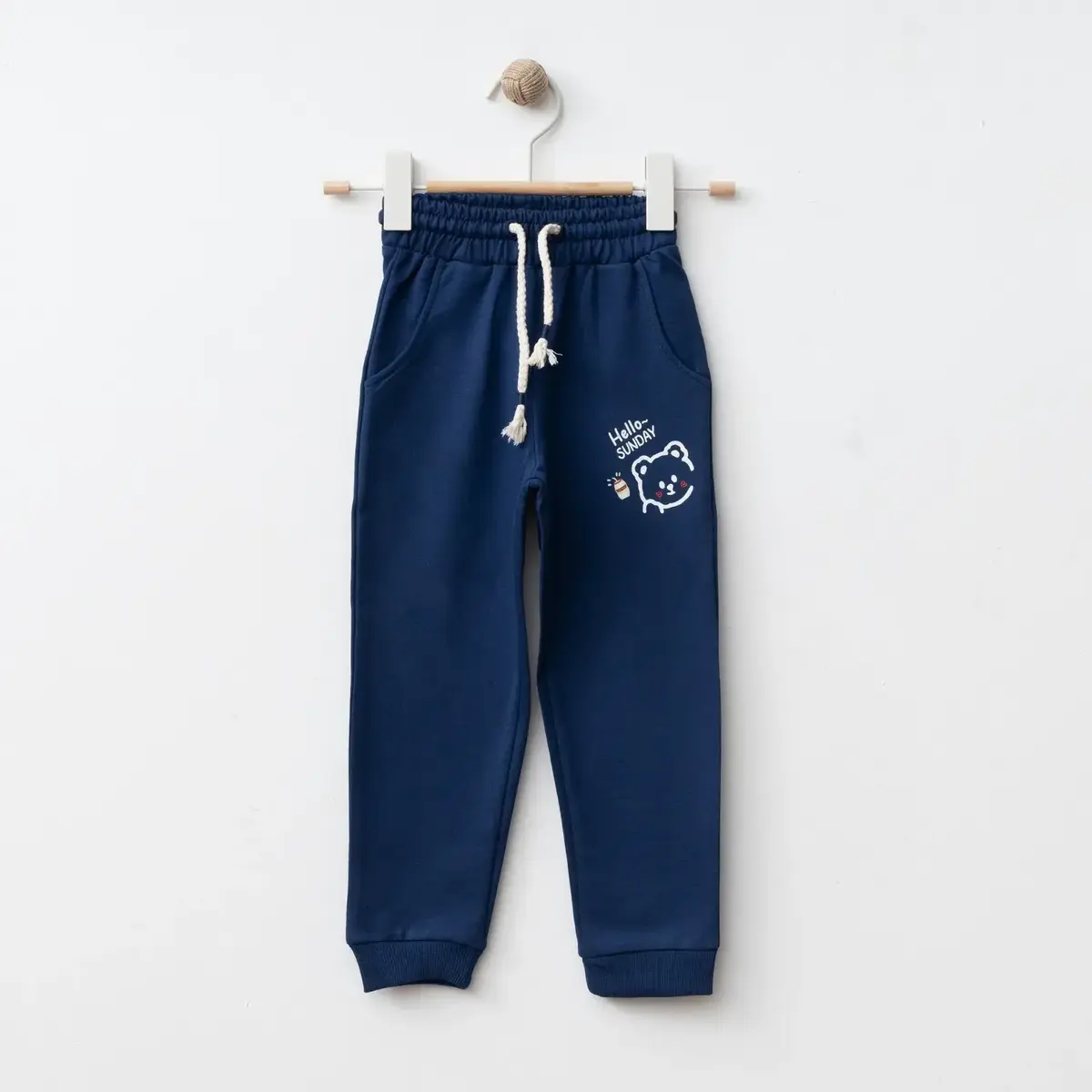 Bebolly Eşofman Altı Hello Sunday Ayıcıklı Baskılı Lacivert