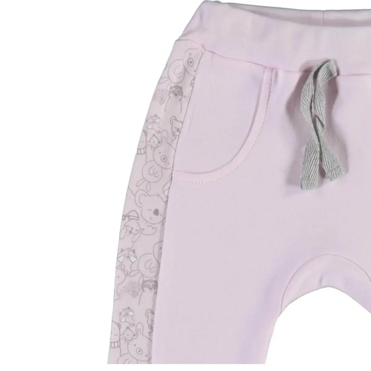 Bibaby Organik Pantolon Patiksiz Lady Animals Ekru - Pembe