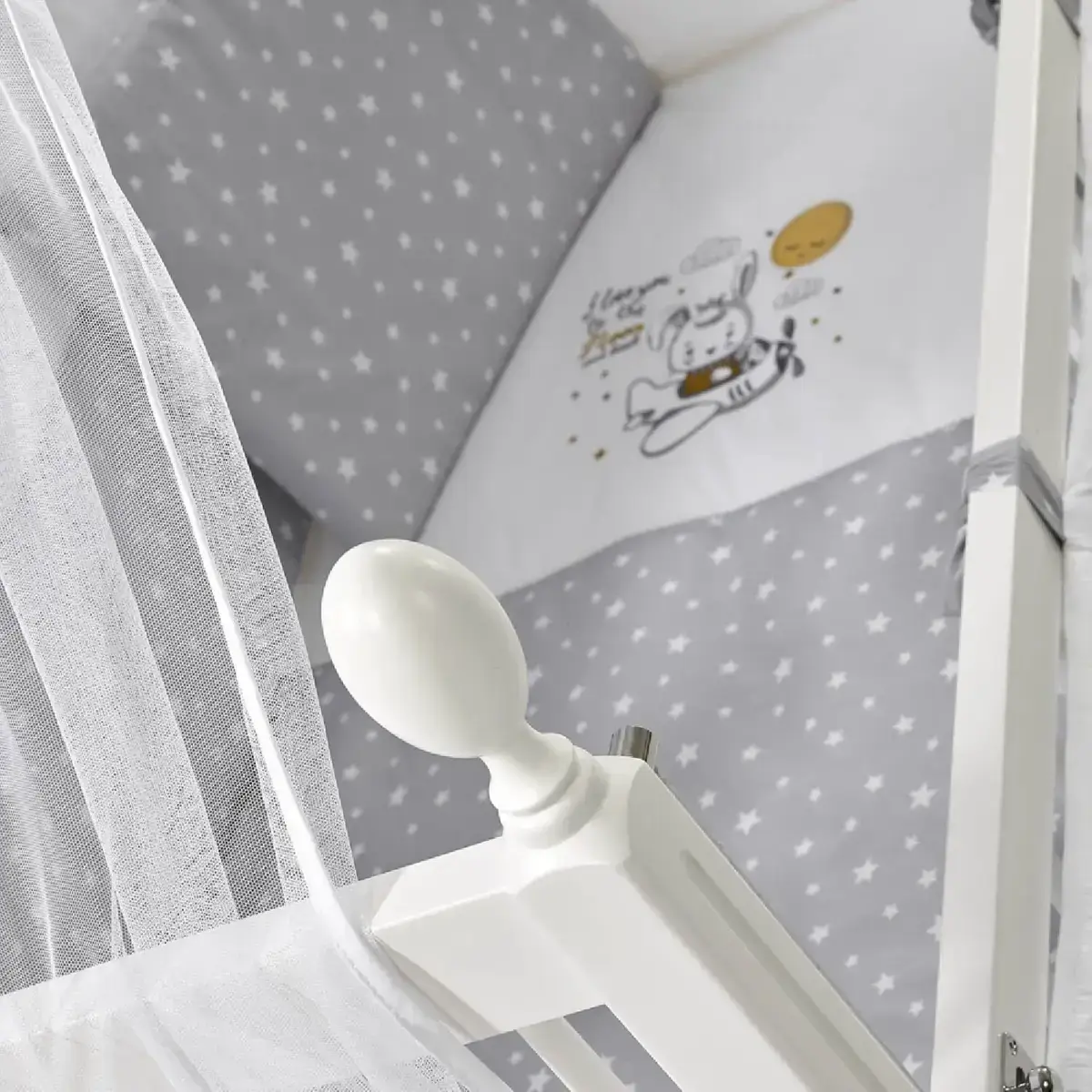 Meltem Kids Kral Beşik 60x120 cm Gri - Moon Gri