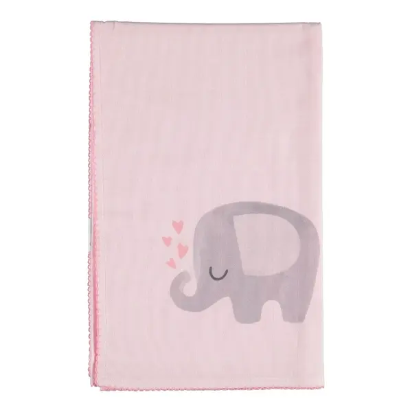 Bibaby Battaniye Müslin Love Elephant Pembe