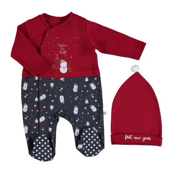 Bibaby Tulum Şapkalı Hllo New Year Antrasit - Bordo