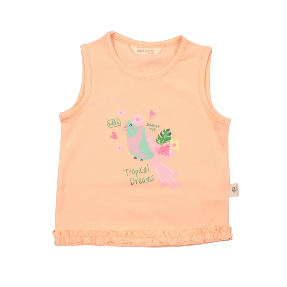 Mini Damla T-Shirt Kolsuz Tropikal Somon Mini Damla T-Shirt Kolsuz Tropikal Somon