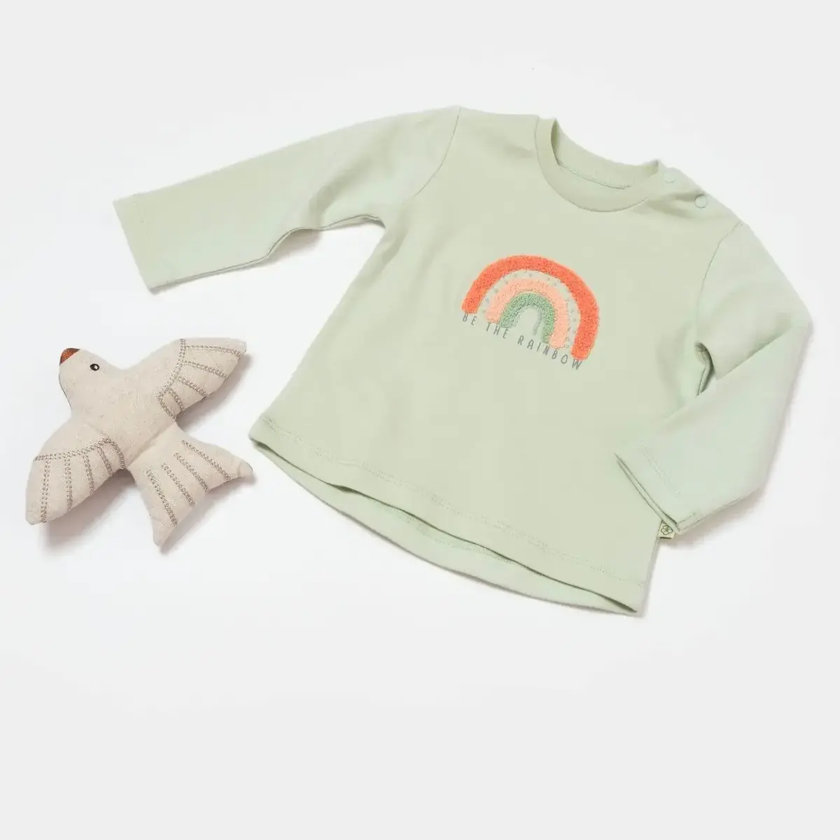 Bibaby Sweatshirt Biorganik Tiny Birds Ekru Yeşil