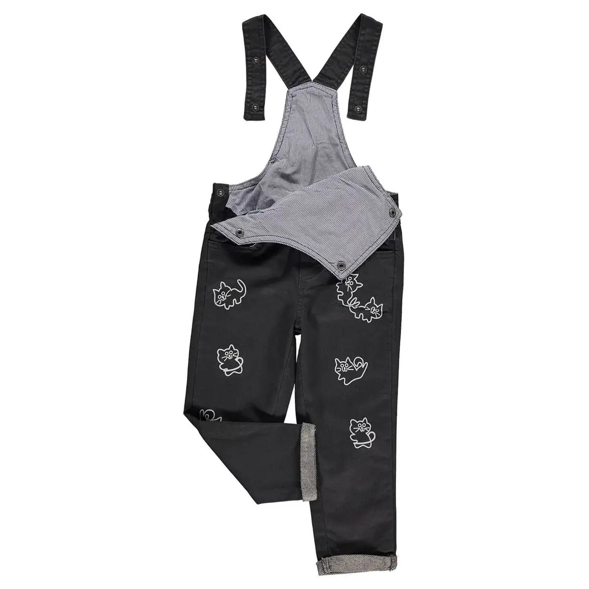 Overdo Salopet Kedi Baskılı Füme