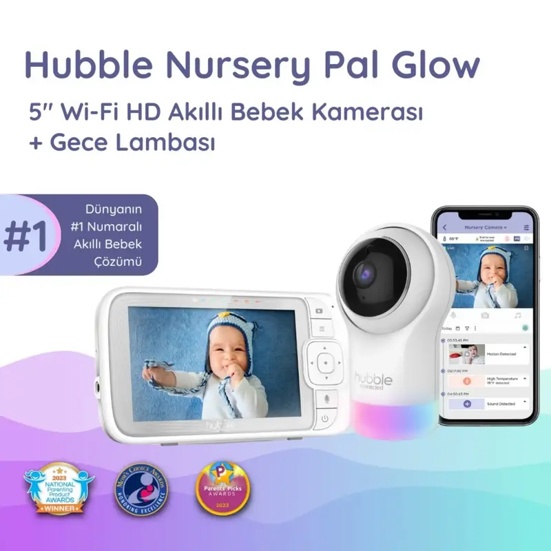 Hubble Nursery Pal Glow 5 inç Dijital Bebek Kamerası