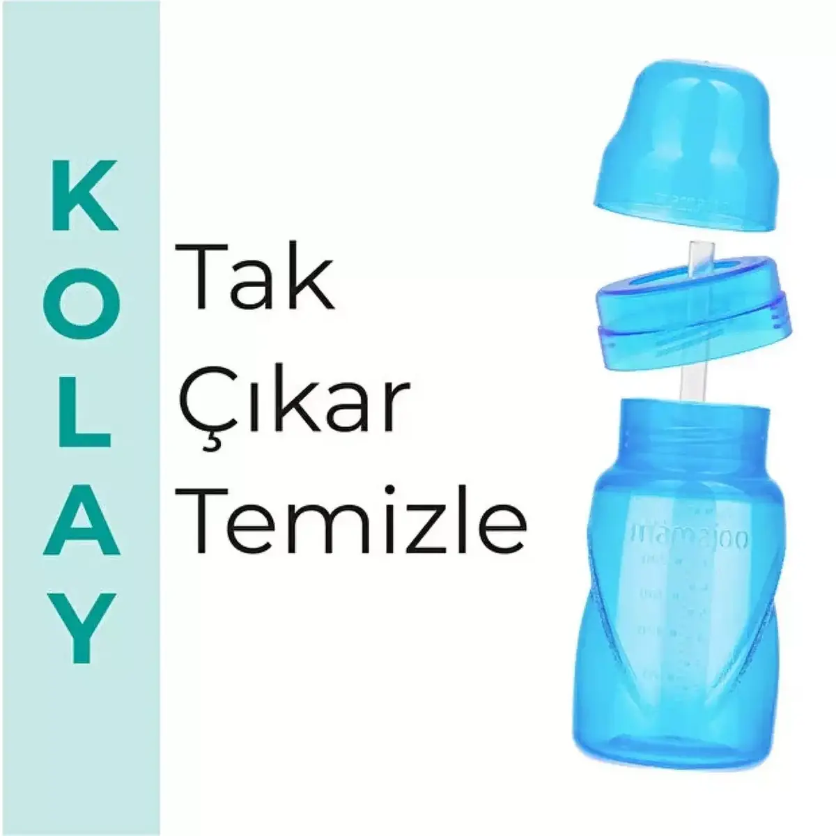 Mamajoo Akıtmaz Pipetli Bardak 270 ml Mavi