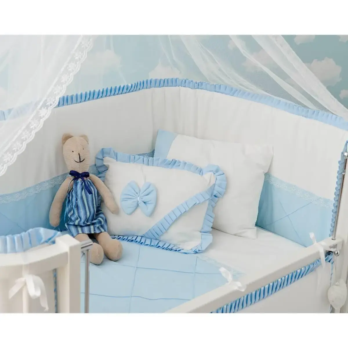 Meltem Smart Bambino Beşik 70x110 cm Beyaz Mavi