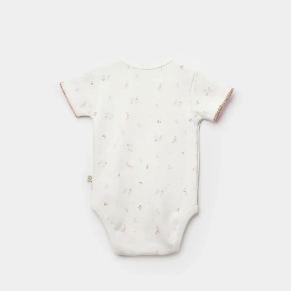 Bibaby Organik Body Kısa Kol Always Happy Ekru - Gül Kurusu
