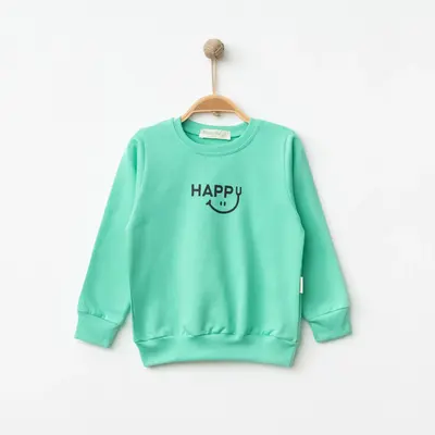 Bebolly Sweatshirt Happy Baskılı Mint