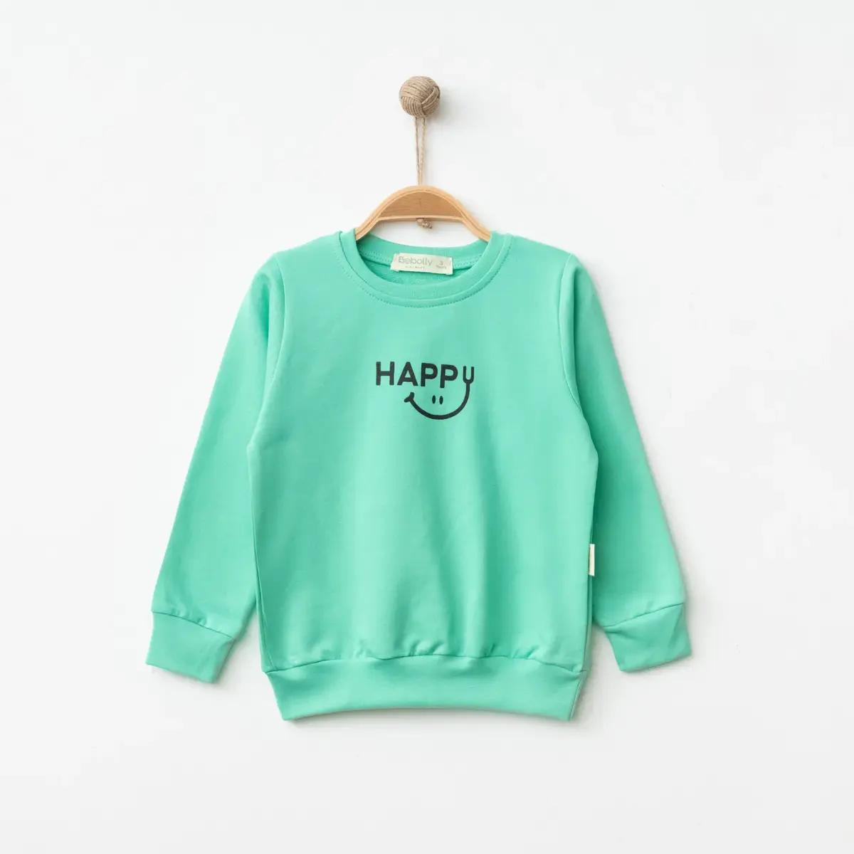 Bebolly Sweatshirt Happy Baskılı Mint Bebolly Sweatshirt Happy Baskılı Mint