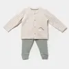 Bibaby Organik Pijama Takımı Cool Lines Bunny Bej - Hardal