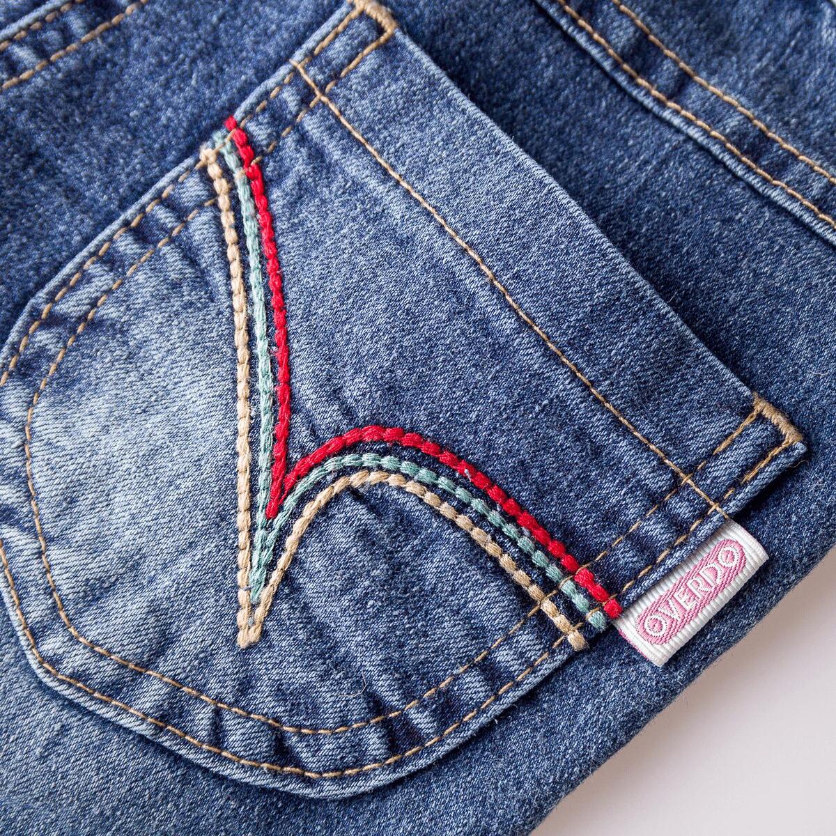 Overdo Pantolon Kedi Nakışlı Kot