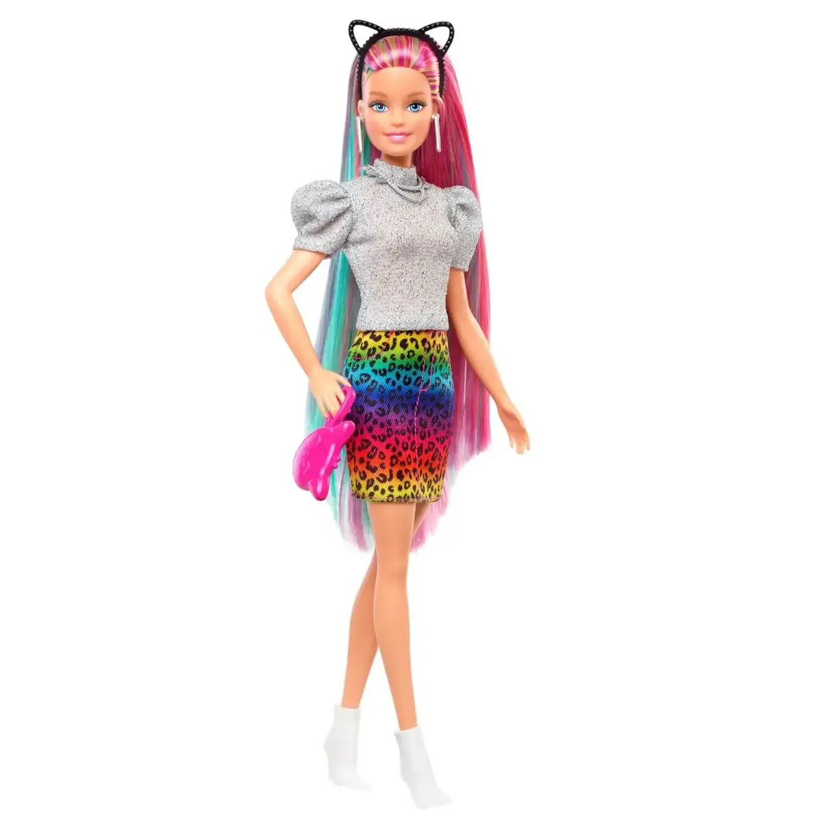 Barbie Leopar Desenli Saçlar Bebeği