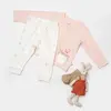 Bibaby Organik Pijama Takımı The Flowers Ekru - Pembe