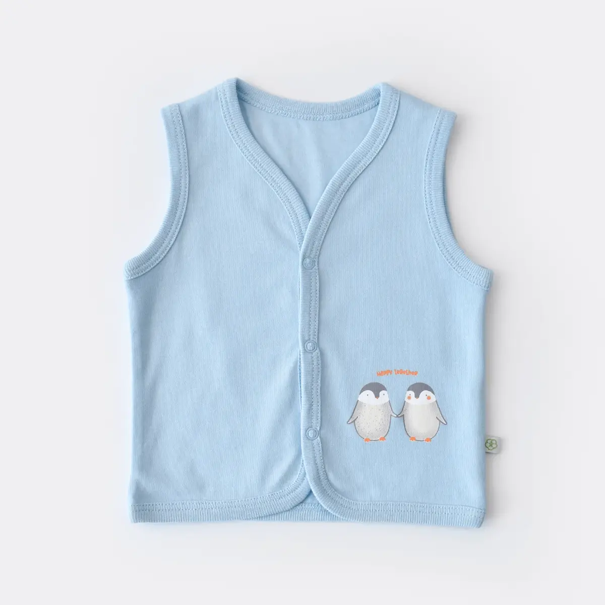 Bibaby Organik Yelek Hello New Penguins Mavi