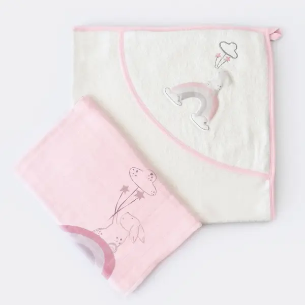 Bibaby Havlu Takımı Müslin Pretty Rabbit Pembe