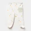 Bibaby Organik Pantolon Patikli Tiny Birds Ekru - Yeşil