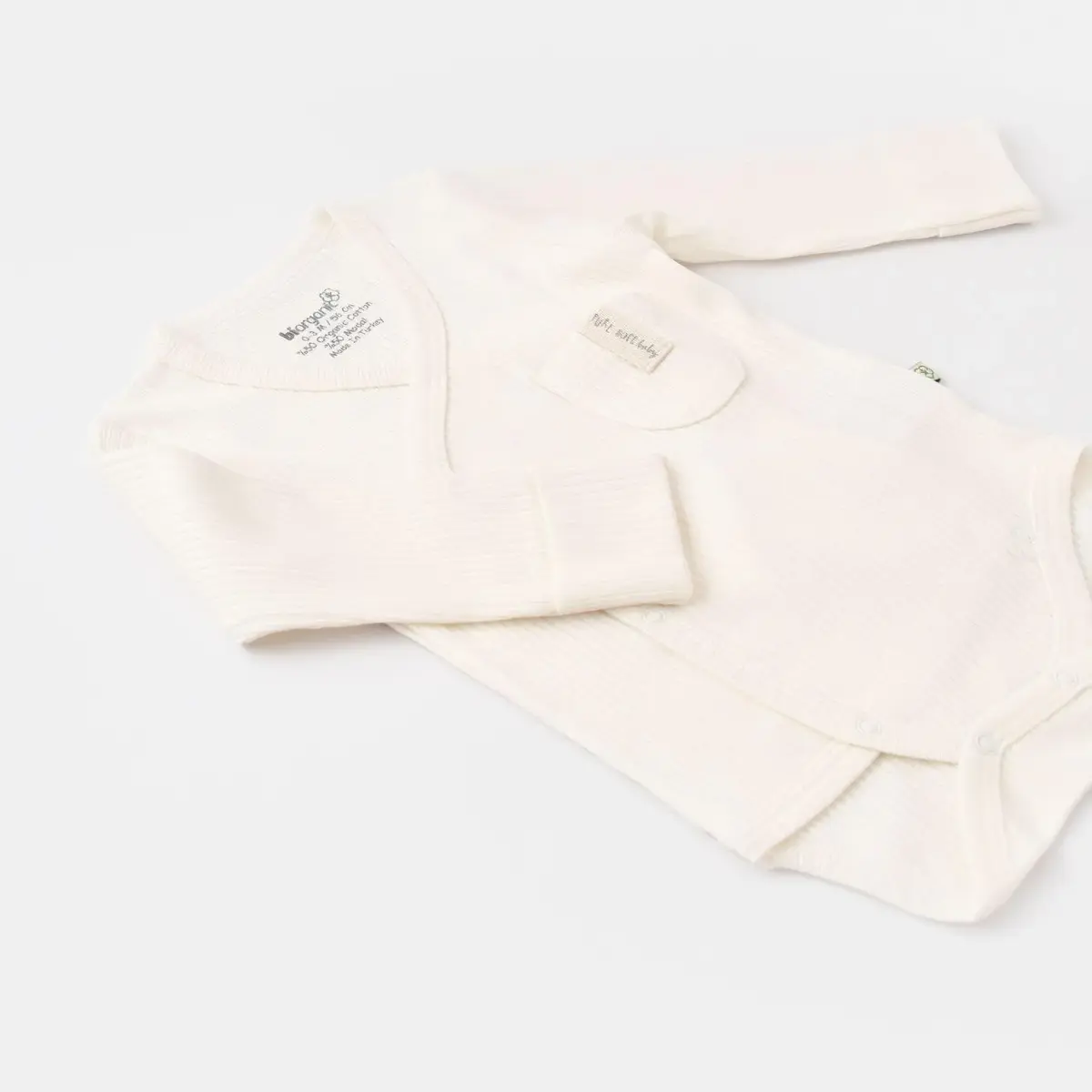 Bibaby Organik Body Kruvaze Eldivenli Soft Modal Ekru