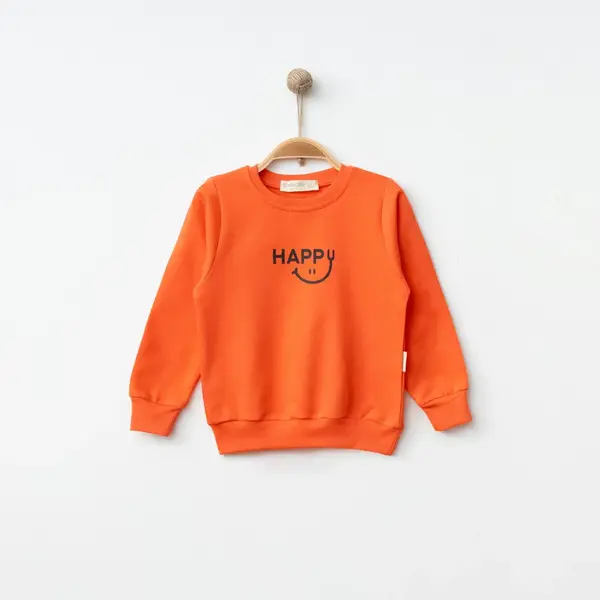 Bebolly Sweatshirt Happy Baskılı Mercan