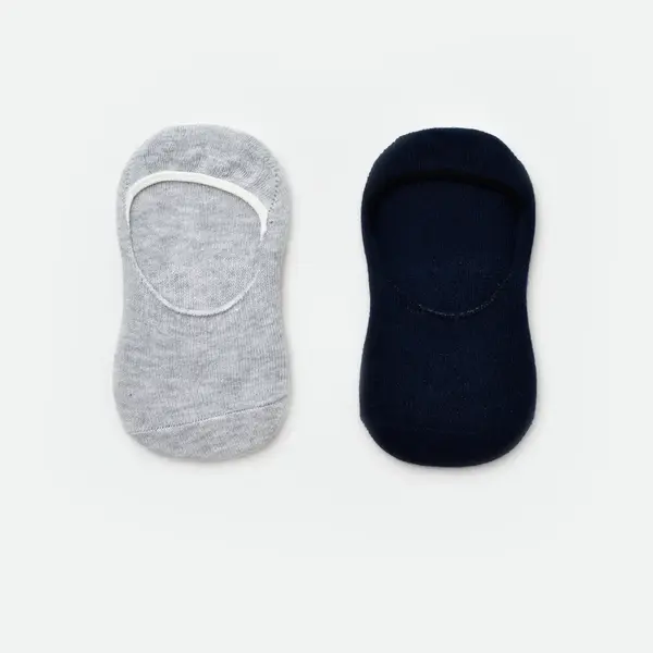Bibaby Organik Babet Çorap 2li Basic Lacivert - Gri