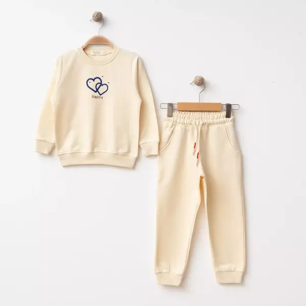 Bebolly 2li Takım Happy Baskılı Bej