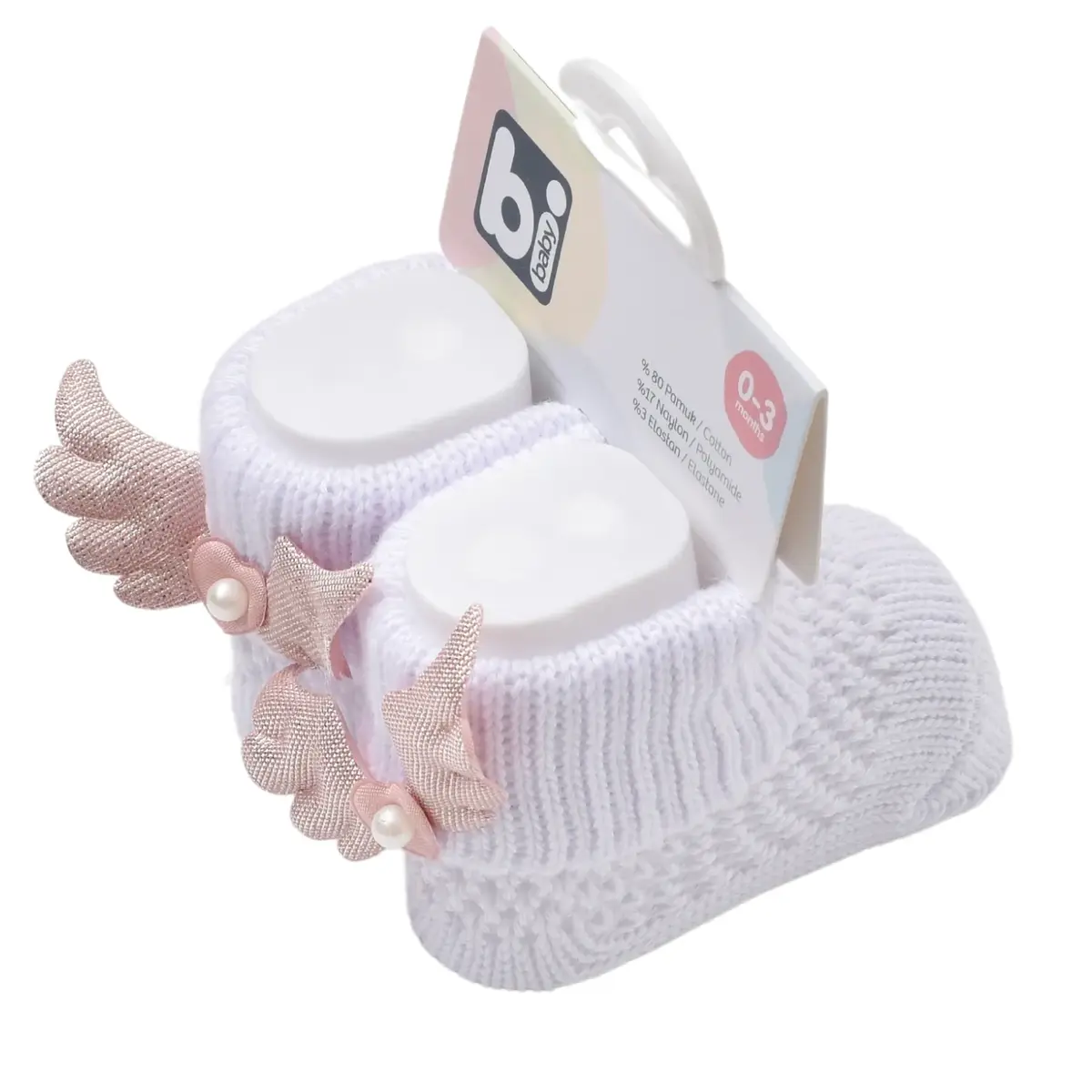 Bibaby Patik Çorap Angel Beyaz - Pembe Bibaby Patik Çorap Angel Beyaz - Pembe