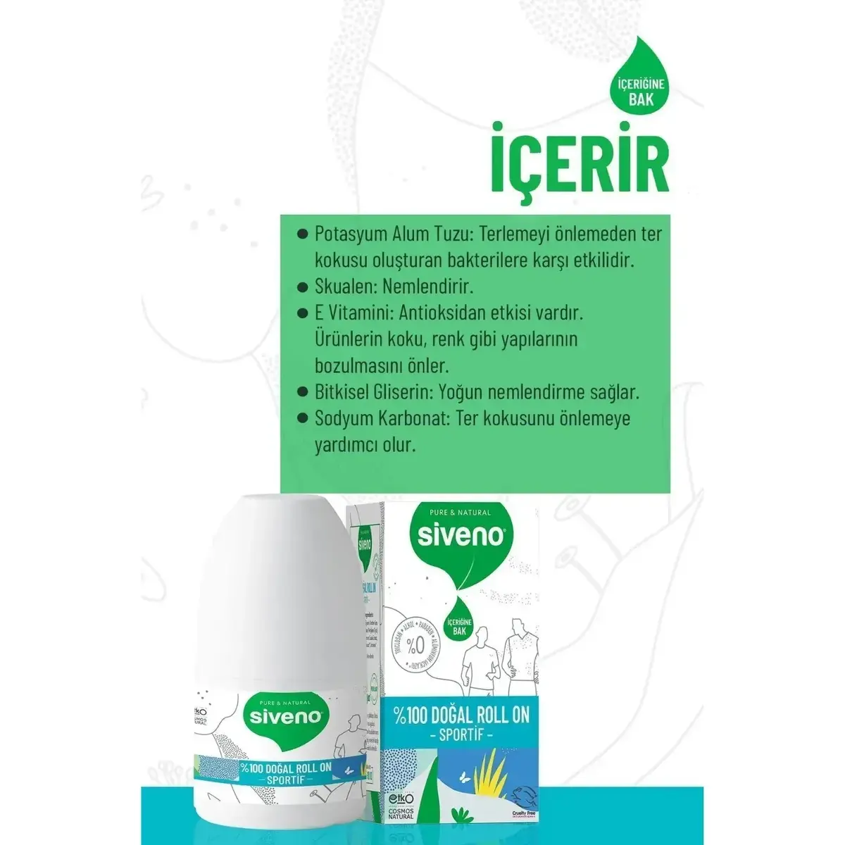 Siveno %100 Doğal Roll-On Sportive 50 ml 