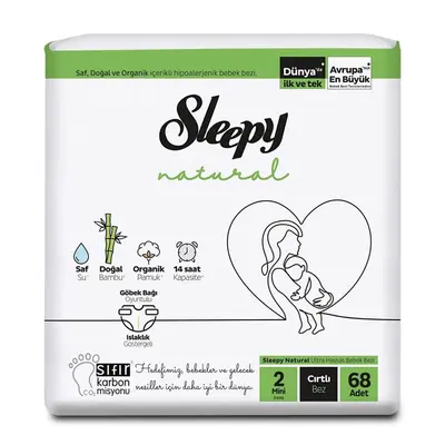 Sleepy Bebek Bezi Natural 2 Beden Mini 3-6 Kg 68li Jumbo Paket