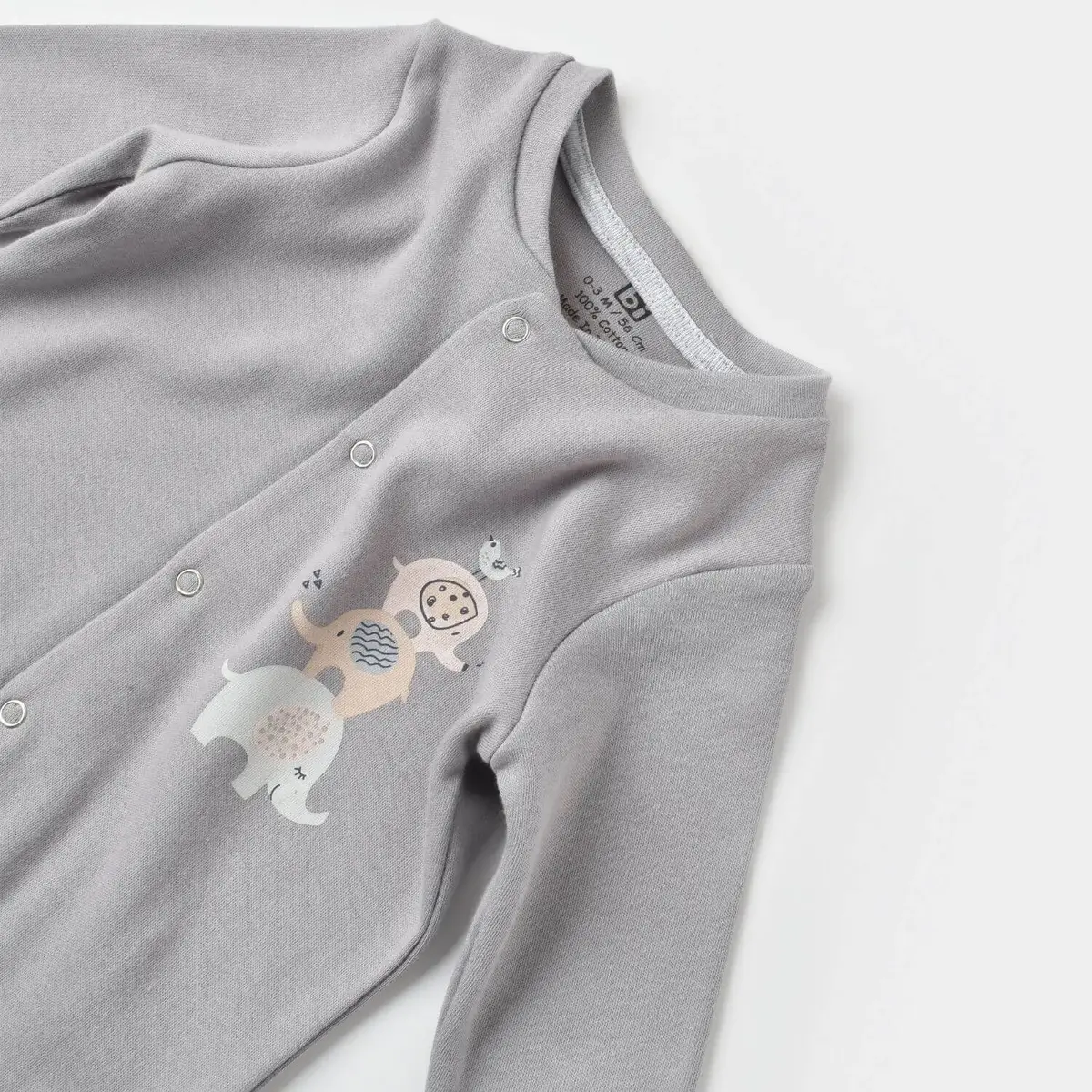 Bibaby Tulum Fermuarlı Elephant In Live Gri