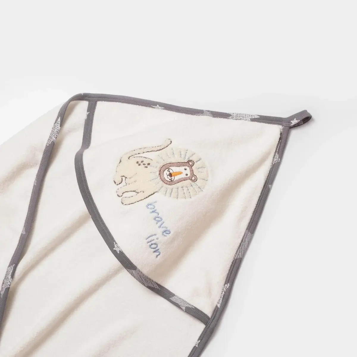 Bibaby Organik Havlu Örme Brave Lion Ekru - Turkuaz