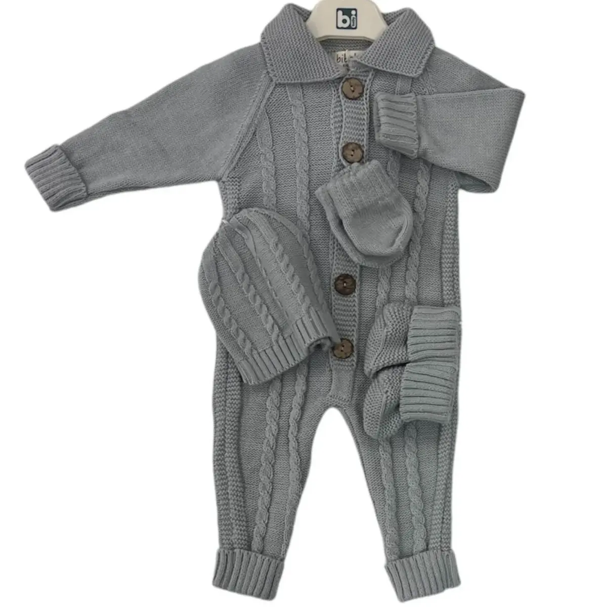 Bibaby Hastane Çıkışı 5li Triko Saç Örgü Açık Gri
