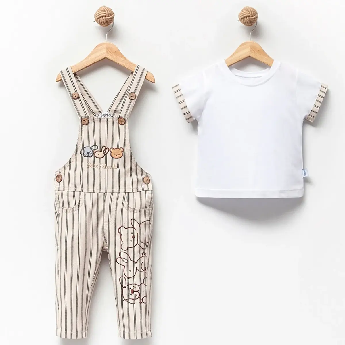 Overdo Salopet T-Shirt Takım Keten Haki