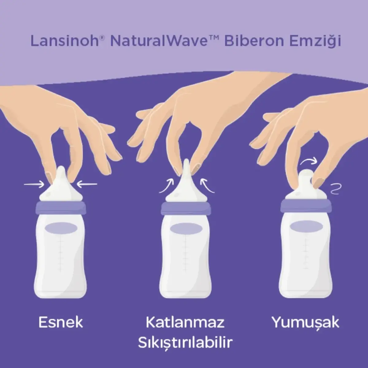 Lansinoh Natural Wave Silikon Biberon Emziği 2li Yavaş Akış