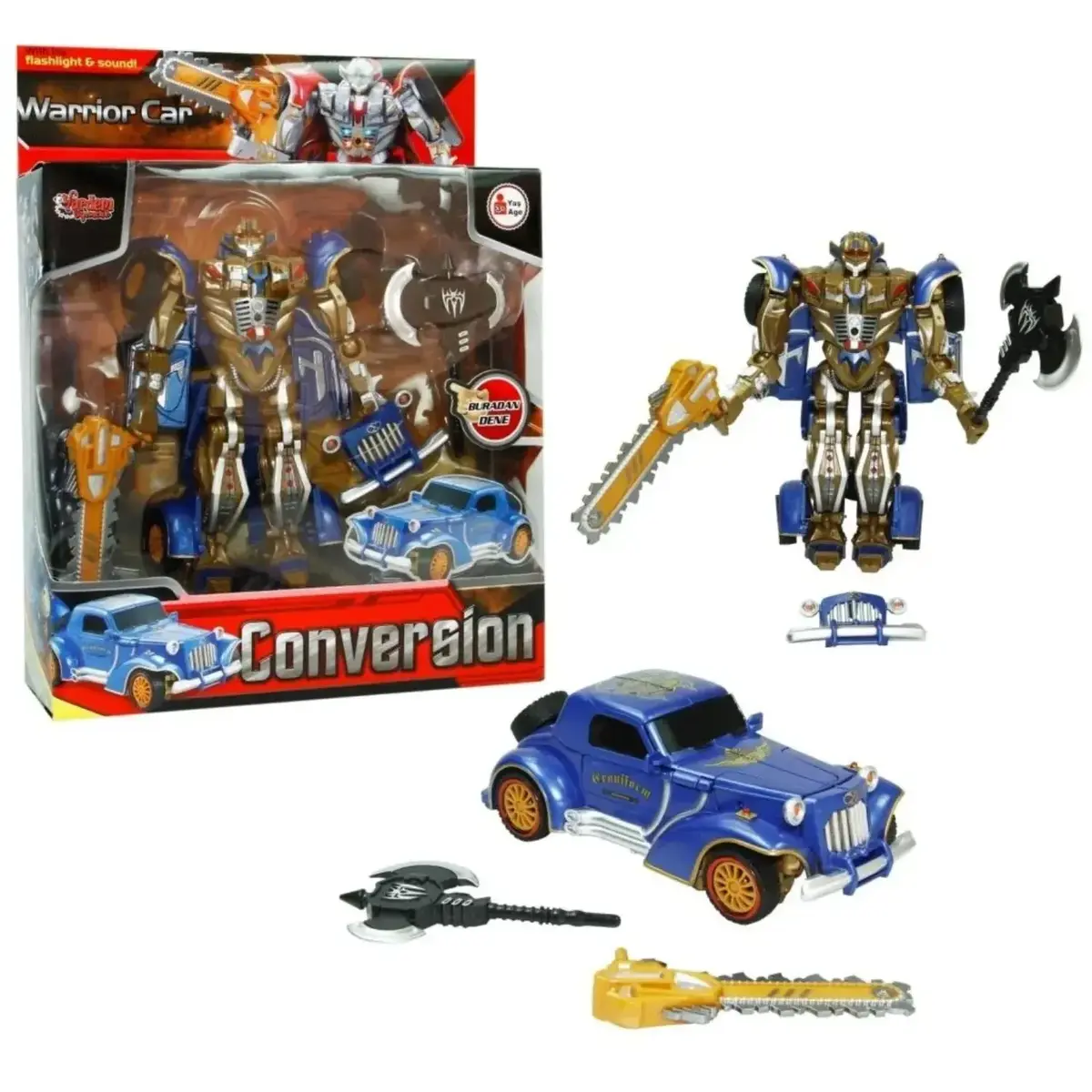 Vardem Kutulu Dönüşebilen Robot - Araba (Işıklı Ve Sesli)