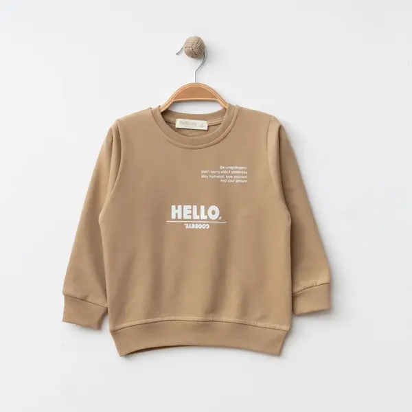 Bebolly 2li Takım Hello Baskılı Sütlü Kahve