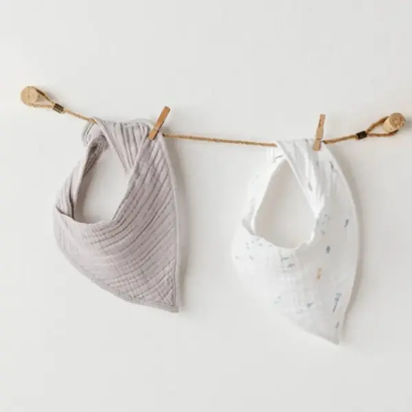 Andy Wawa Fular Önlük 2li Müslin Ocean Is My Happy Place Gri - Beyaz