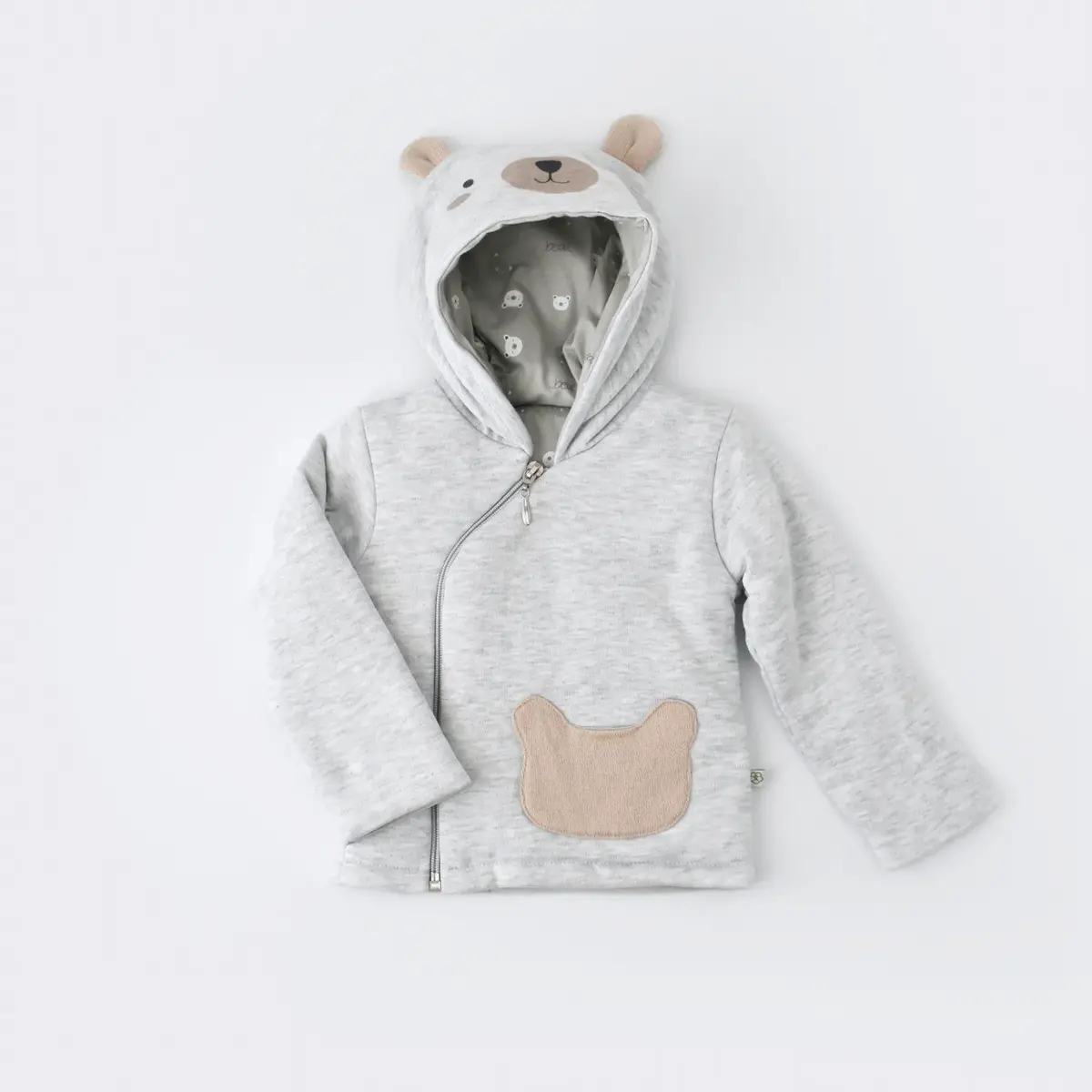 Bibaby Organik Hırka Hug Me Bear Kar Melanj