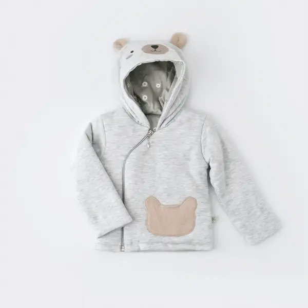 Bibaby Organik Hırka Hug Me Bear Kar Melanj
