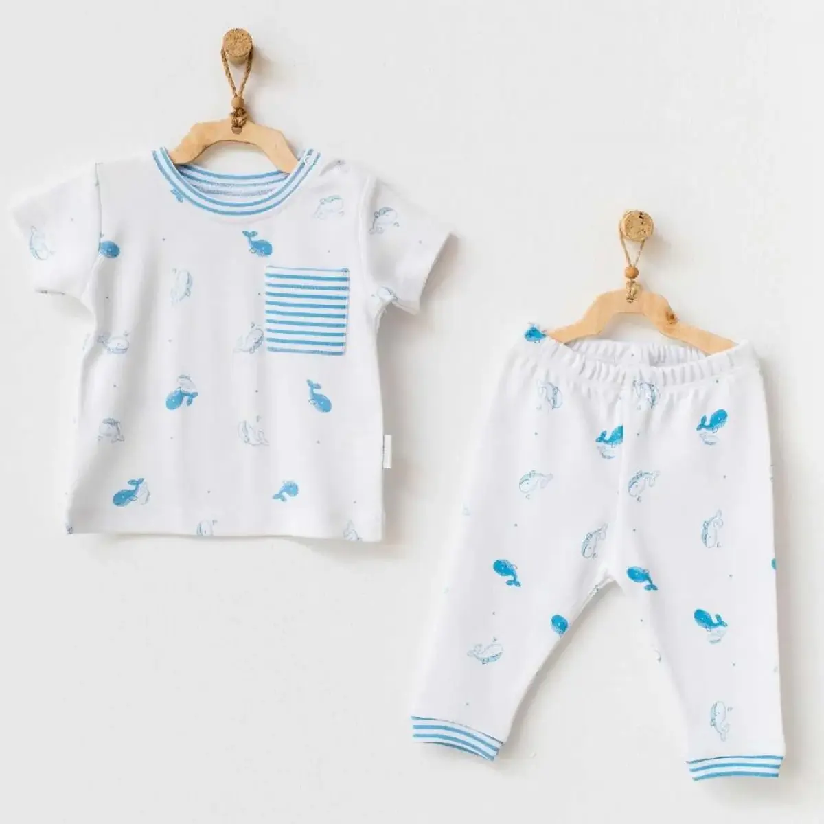 Andy Wawa Pijama Takımı Cute Whale Beyaz