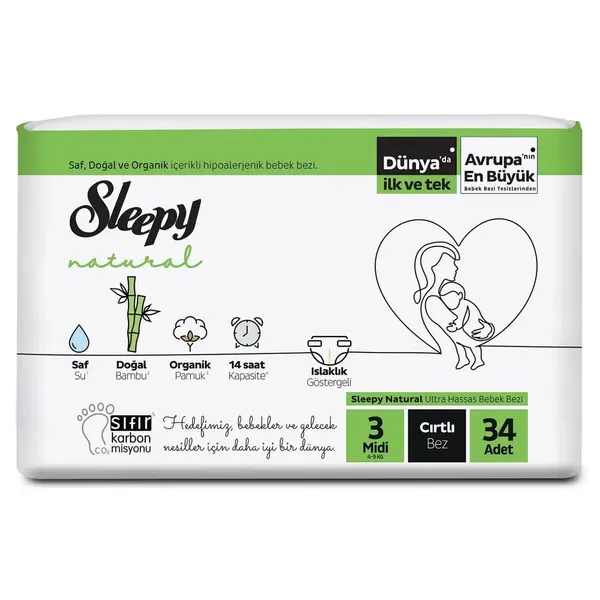 Sleepy Bebek Bezi 3 Beden Midi 4-9 Kg 34lü