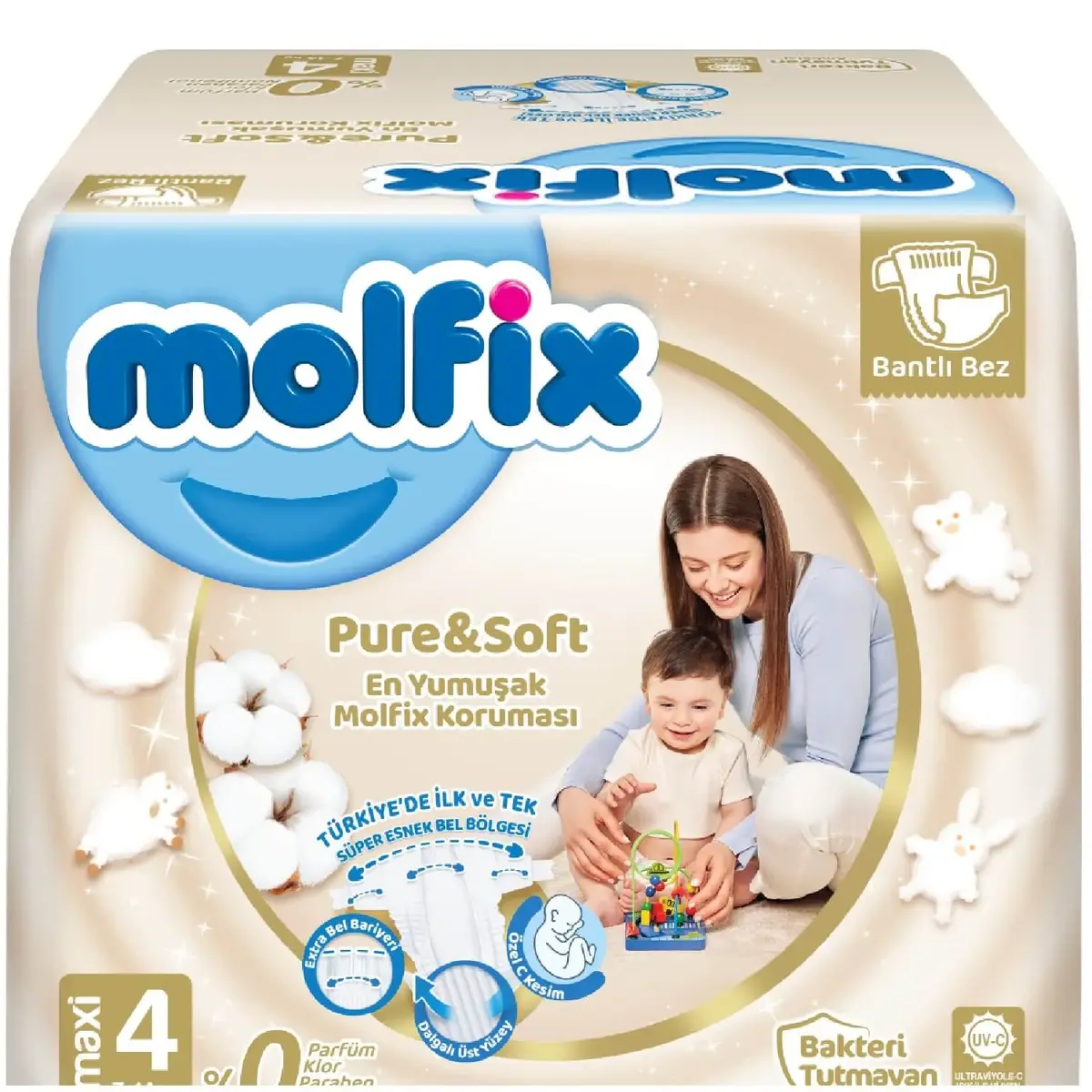 Molfix Pure&Soft Bebek Bezi 4 Beden Maxi 56lı Süper Fırsat Paketi
