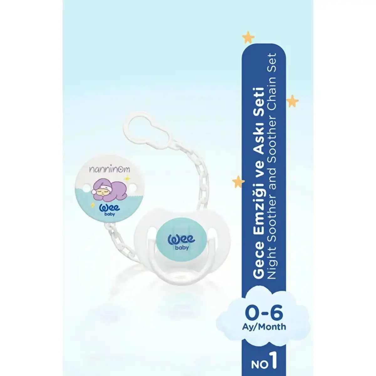 Wee Baby Nanninom Gece Emziği ve Emzik Askısı Seti