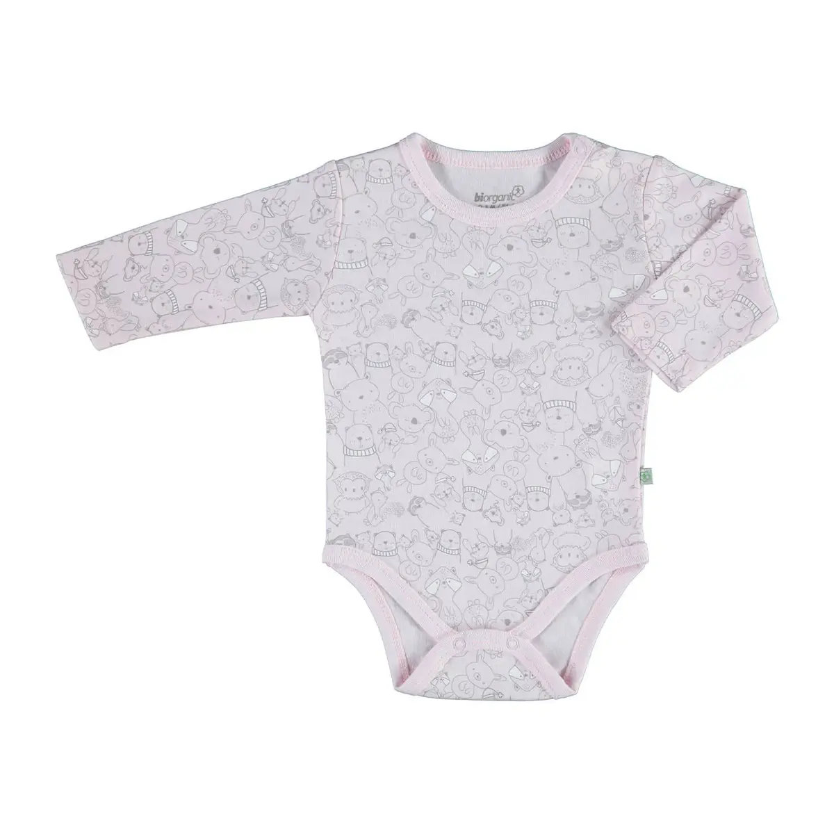 Bibaby Organik Body Lady Animals Ekru - Pembe