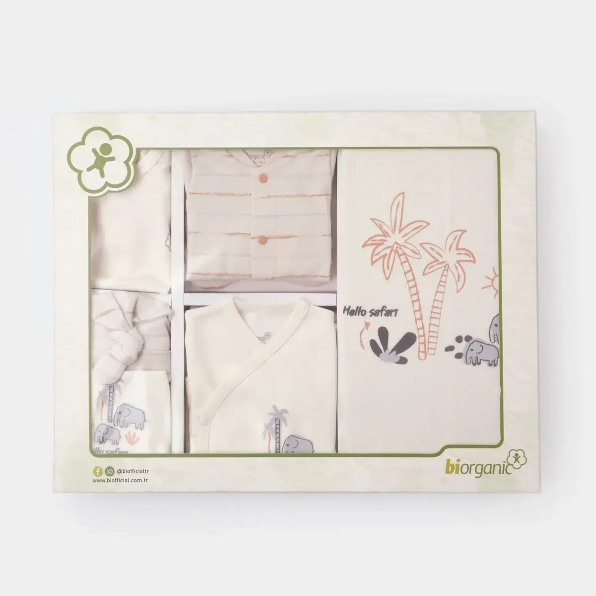Bibaby Organik Hastane Çıkışı 10lu Hello Safari Ekru - Kiremit