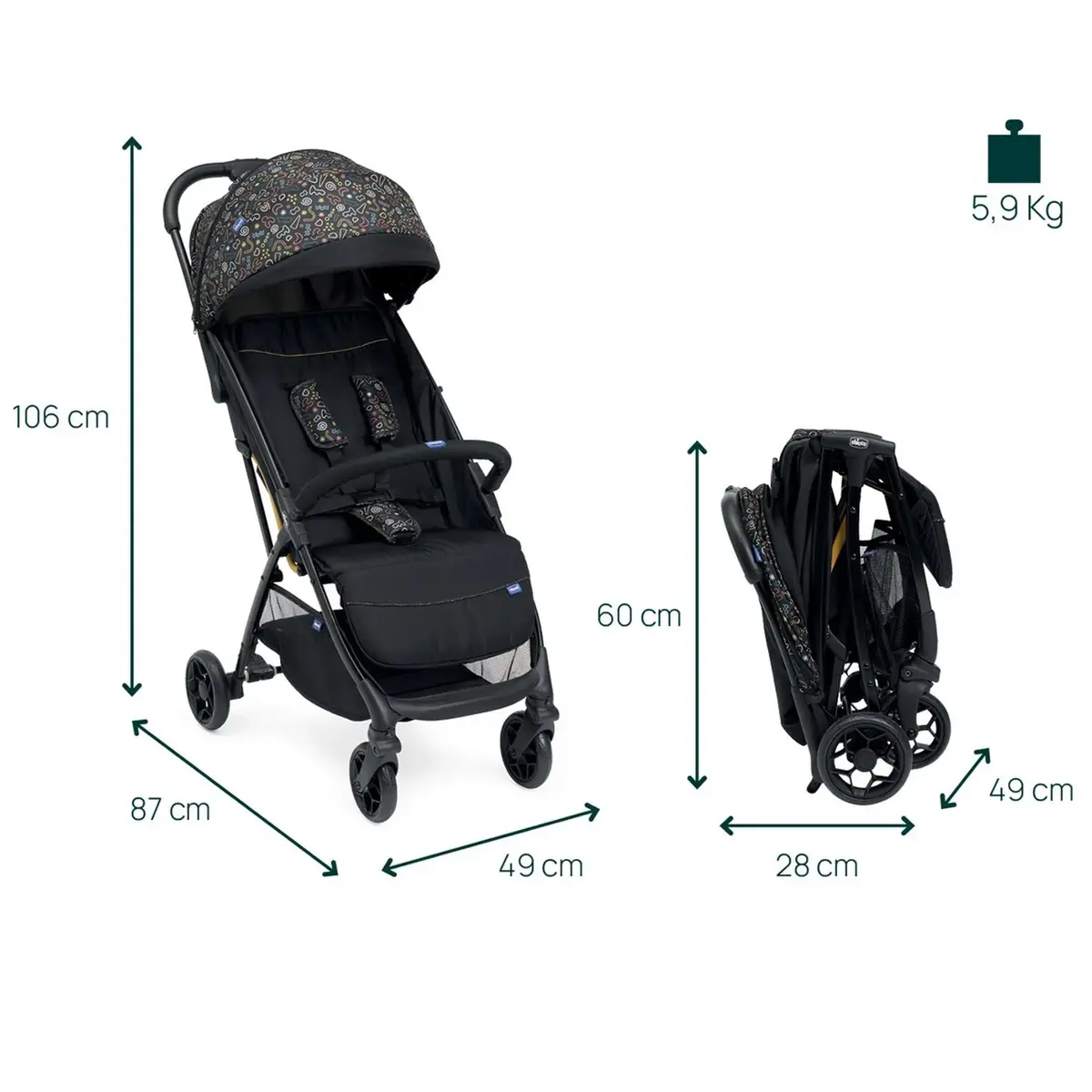 Chicco Glee Kabin Bebek Arabası Playful Black