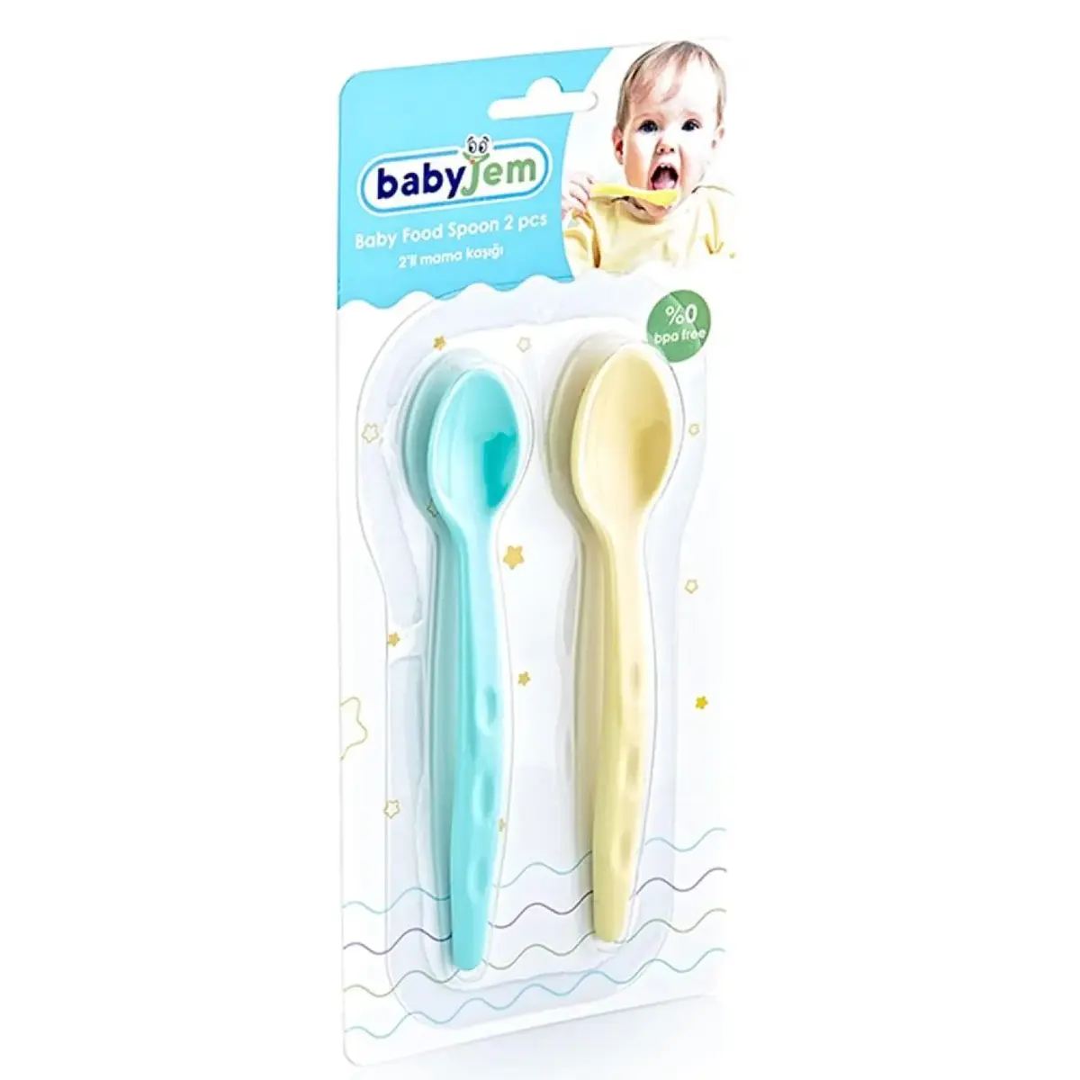 Babyjem Mama Kaşığı 2li Mavi - Sarı