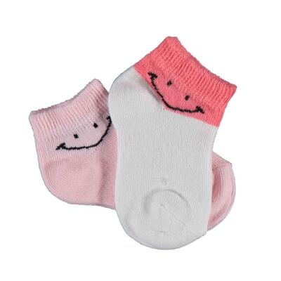 Bibaby Organik Patik Çorap 2li Smile Ekru - Pembe