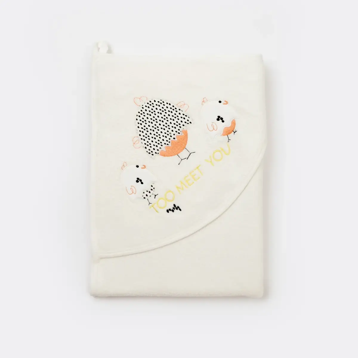 Bibaby Organik Havlu Örme New Chick Beyaz - Sarı