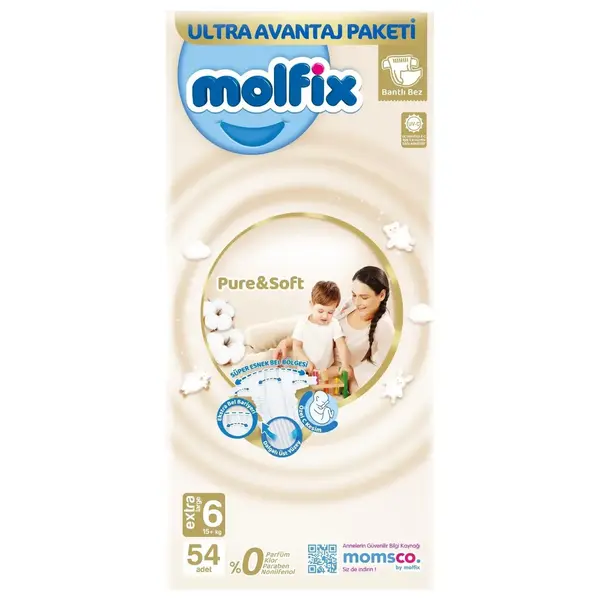 Molfix Pure&Soft Bebek Bezi 6 Beden XL 54lü Ultra Avantaj Paketi