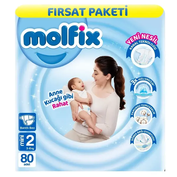 Molfix Bebek Bezi 2 Beden Mini 3-6 Kg 80li Fırsat Paketi